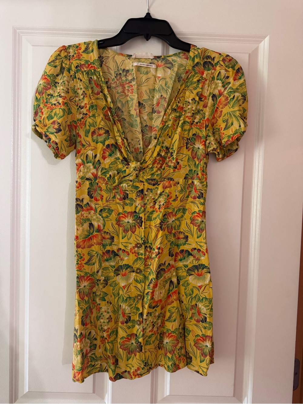 URBAN OUTFITTERS Bettie Twist Front Floral Linen Blend Mini Dress